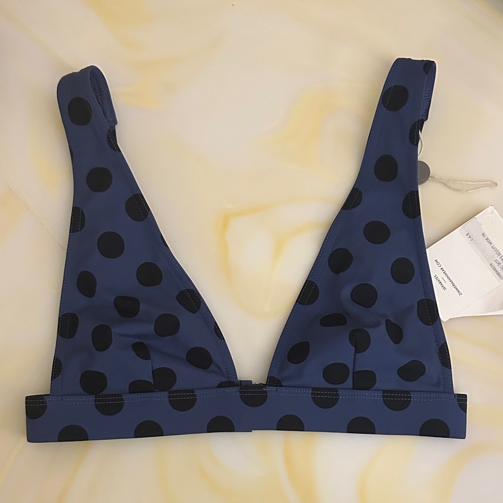 Zimmermann Indigo Polka Dot Bikini Top
